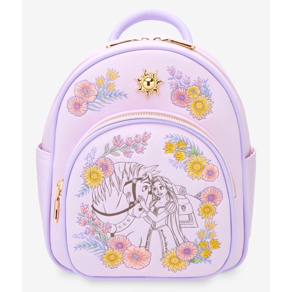 Disney Tangled Rapunzel and Maximus Floral Convertible Sling Backpack NWT